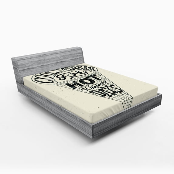Ambesonne Ice Cream Fitted Sheet, Cool Ice Cream, Queen Size, Coconut Charcoal Grey