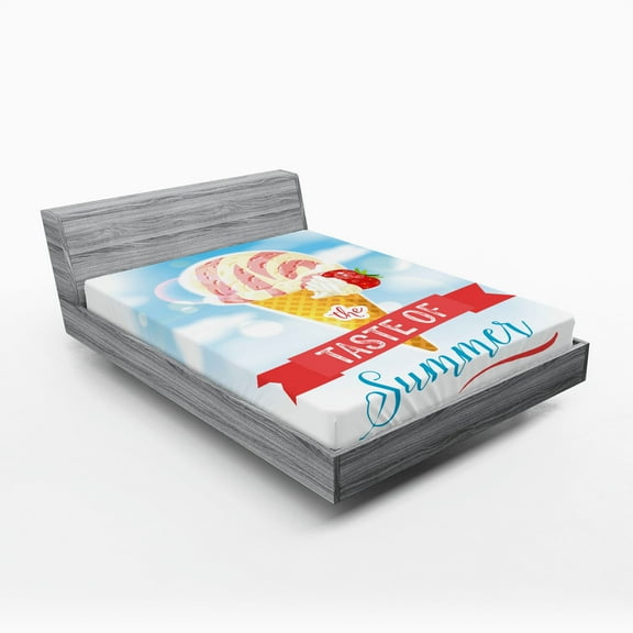 Ambesonne Ice Cream Fitted Sheet, Summer Taste, Full Size, Multicolor