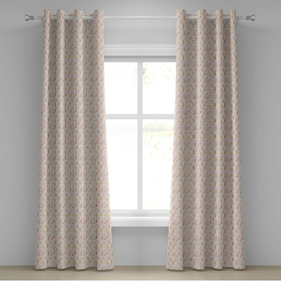 Ambesonne Ice Cream Grommet Curtain, Candies, 50" x 120", Peach Coral Mint