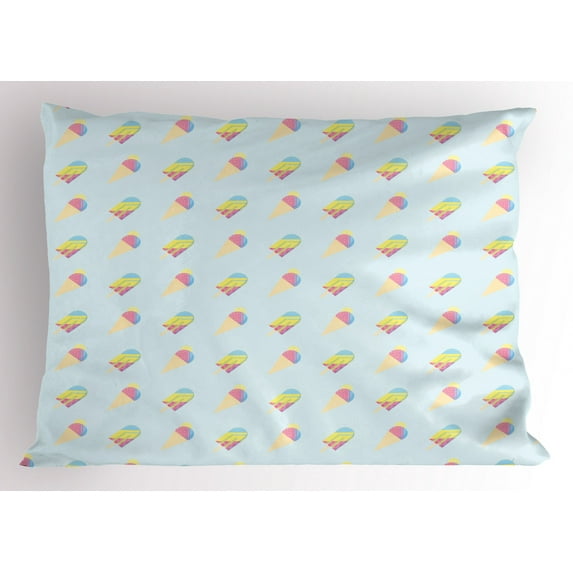 Ambesonne Ice Cream Pillow Sham, Pastel Hipster Summer, 26" X 20", Multicolor