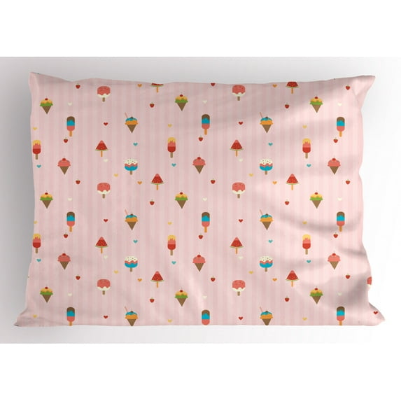 Ambesonne Ice Cream Pillow Sham, Pastel Pattern, 26" X 20", Multicolor
