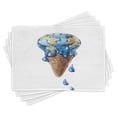 thumbnail image 1 of Ambesonne Ice Cream Place Mats Set of 4, Globe Planet Earth Flavor, Standard Size, Pale Caramel Violet Blue, 1 of 6