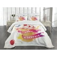thumbnail image 1 of Ambesonne Ice Cream Quilted Bedspread Set 3 Pcs, Cherries Colors, Queen Size, Multicolor, 1 of 5