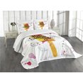 thumbnail image 1 of Ambesonne Ice Cream Quilted Bedspread Set 3 Pcs, Hello Summer, King Size, Multicolor, 1 of 5