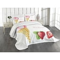 thumbnail image 1 of Ambesonne Ice Cream Quilted Bedspread Set 3 Pcs, Summer Flavors, King Size, Sand Brown Pale Pink, 1 of 5