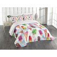 thumbnail image 1 of Ambesonne Ice Cream Quilted Bedspread Set 3 Pcs, Surreal Exotic, Queen Size, Multicolor, 1 of 5