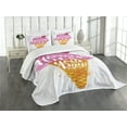 thumbnail image 1 of Ambesonne Ice Cream Quilted Bedspread Set 3 Pcs, Words Cherry, King Size, Fuchsia Amber Pearl, 1 of 5