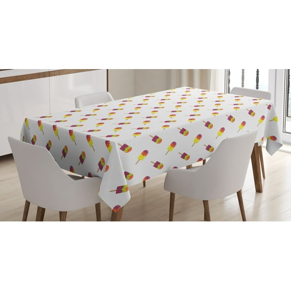 Ambesonne Ice Cream Tablecloth Rectangular Table Cover, Colorful Summer Snack, 60"x84", Multicolor