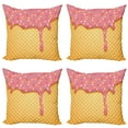 thumbnail image 1 of Ambesonne Ice Cream Throw Pillow Cover 4 Pack, Waffle Pattern, 18", Mustard Coral, 1 of 5