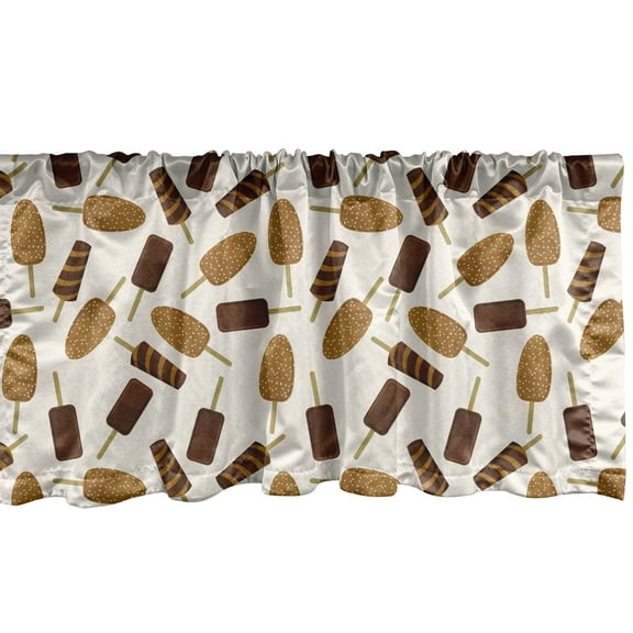 Ambesonne Ice Cream Valance Pack of 2, Chocolate Popsicle Form, 42"X12", Ivory Multicolor