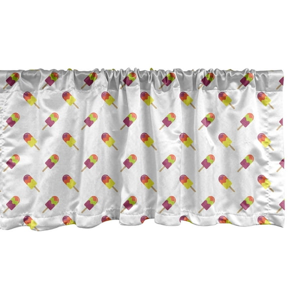 Ambesonne Ice Cream Window Valance, Colorful Summer Snack, 54" X 18", Multicolor