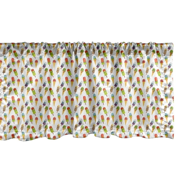 Ambesonne Ice Cream Window Valance, Colorful Yummy, 54" X 12", Multicolor