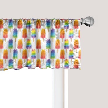 Ambesonne Ice Cream Window Valance, Orange Rainbow Flavor, 54" X 18", Multicolor