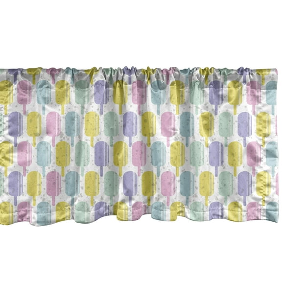 Ambesonne Ice Cream Window Valance, Pastel Summer Popsicle, 42" x 12", Multicolor