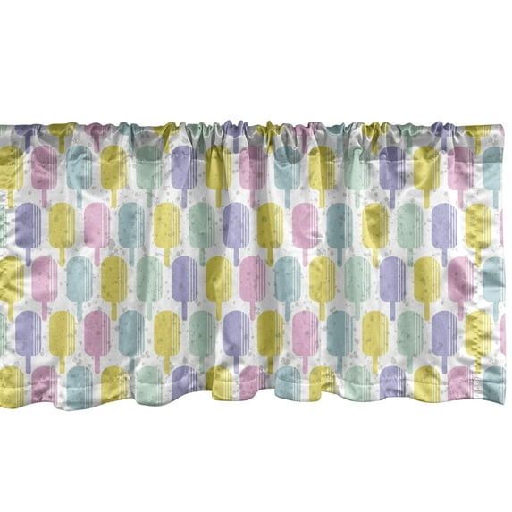 Ambesonne Ice Cream Window Valance, Pastel Summer Popsicle, 42" x 12", Multicolor