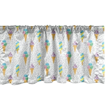 Ambesonne Ice Cream Window Valance, Summer Dairy Dessert, 54" X 18", Multicolor