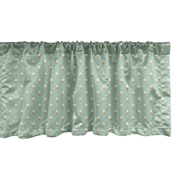 Ambesonne Ice Cream Window Valance, Tasty Gelato Cones Motif, 54" X 12", Almond Green Eggshell