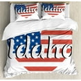 thumbnail image 1 of Ambesonne Idaho Duvet Cover Sets, Heart Shaped USA Flag State, 2-Queen, Dark Blue Dark Salmon, 1 of 7