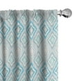 thumbnail image 1 of Ambesonne Ikat Curtains, Aztec Cultural Motifs, Pair of 28"x63", Blue Pale Grey White, 1 of 5