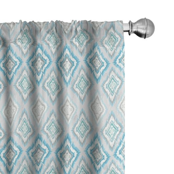 Ambesonne Ikat Curtains, Aztec Peruvian Culture, Pair of 28"x95", Grey White Sky Blue