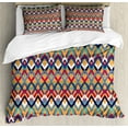 thumbnail image 1 of Ambesonne Ikat Duvet Cover Set, Ceremonial Native Art, 2-Calking, Red Blue Orange, 1 of 7