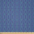 thumbnail image 1 of Ambesonne Ikat Fabric by the Yard Microfiber, Ethnic Tetragonal Shape Print, 10 Yards, Sea Green Royal Blue, 1 of 2