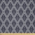 thumbnail image 1 of Ambesonne Ikat Fabric by the Yard Microfiber, Traditional Patterns Print, 5 Yards, Dark Night Blue and Ivory, 1 of 2