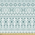 thumbnail image 1 of Ambesonne Ikat Fabric by the Yard Upholstery, Folklore Inspired Geometric, 10 Yards, Cadet Blue Seafoam and White, 1 of 5