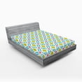 thumbnail image 1 of Ambesonne Ikat Fitted Sheet, Blurry Vertical Lines, Queen Size, Mustard Blue Pink, 1 of 2
