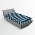 thumbnail image 1 of Ambesonne Ikat Fitted Sheet, Boho Geometric Shape, Twin XL Size, Eggplant Turquoise, 1 of 3