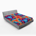 thumbnail image 1 of Ambesonne Ikat Fitted Sheet, Orange and Blue Motif Colorful, Queen Size, Orange and Blue, 1 of 2