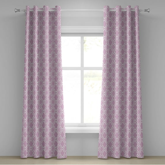 Ambesonne Ikat Grommet Curtain, Pastel Toned Trefoil Motifs, 50" x 120", Lilac White