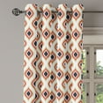 thumbnail image 1 of Ambesonne Ikat Grommet Curtain Single Panel, Peacock Tail Oval Pattern, 50"x60", Cream Vermilion Black, 1 of 5