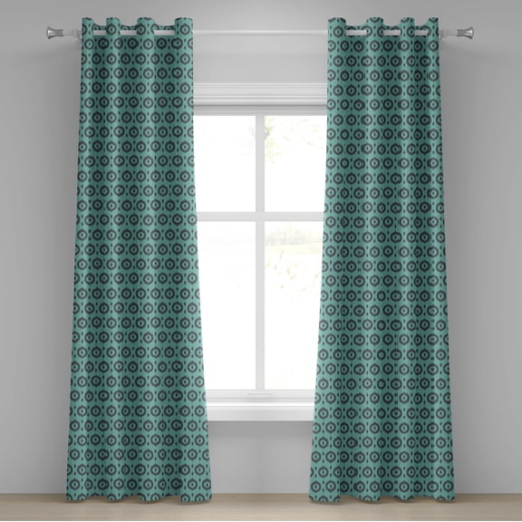 Ambesonne Ikat Grommet Curtain, Traditional Dots, 50" x 96", Turquoise Grey