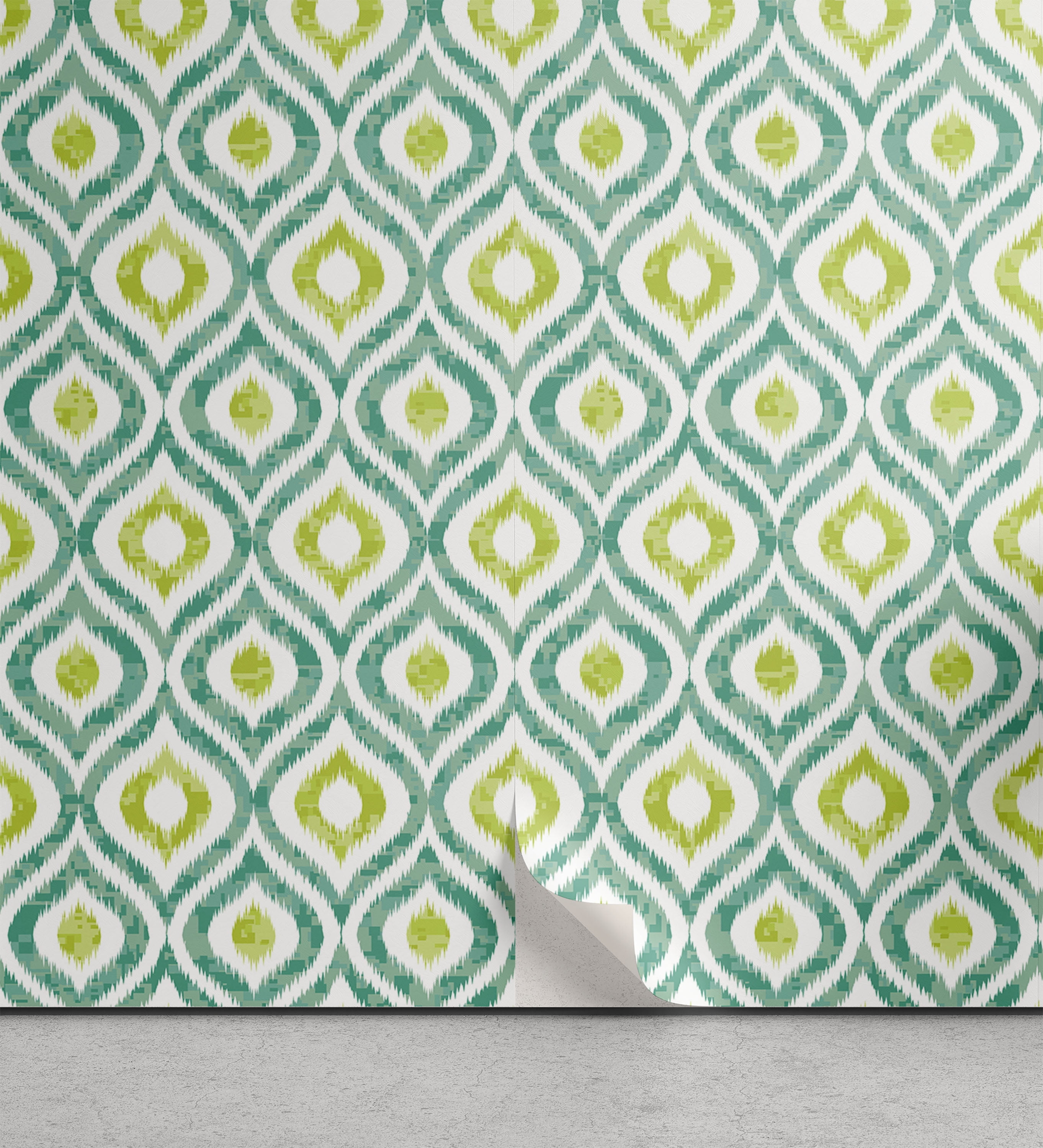 Ambesonne Ikat Peel & Stick Wallpaper for Home, Vibrant Ogee Motif, 13 ...