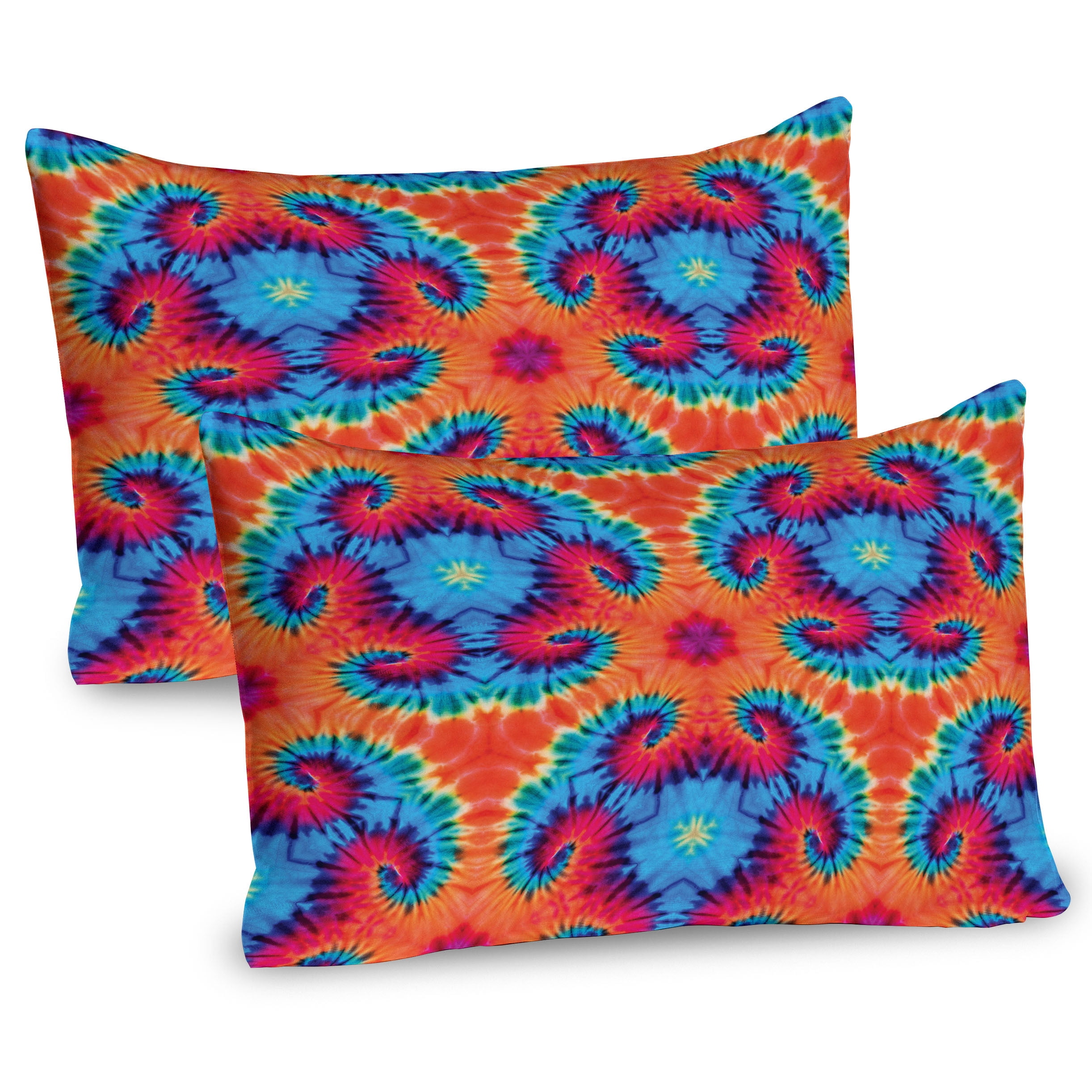 Vibrant Orange and Blue Microfiber Pillow Shams 2-Pack