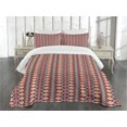 thumbnail image 1 of Ambesonne Ikat Quilted Bedspread Set 3 Pcs, Indigenous Pattern, Queen Size, Vermilion Orange Seafoam, 1 of 5