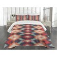 thumbnail image 1 of Ambesonne Ikat Quilted Bedspread Set 3 Pcs, Oriental Weaving Style, King Size, Red Orange Teal, 1 of 3