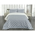 thumbnail image 1 of Ambesonne Ikat Quilted Bedspread Set 3 Pcs, Traditional Circles Dots, King Size, Night Blue White, 1 of 5