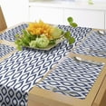 thumbnail image 1 of Ambesonne Ikat Table Runner & Placemats, Eastern Blue Ornament, Placemat 4 pcs + Runner 14"x72", Royal Blue and White, 1 of 2