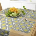 thumbnail image 1 of Ambesonne Ikat Table Runner & Placemats, Vintage Abstract Rhombus, Placemat 4 pcs + Runner 16"x72", Grey Yellow White, 1 of 2