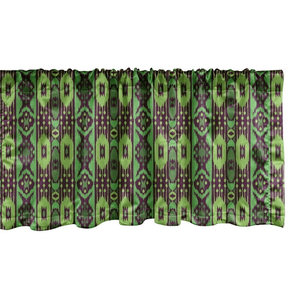 Ambesonne Ikat Window Valance, Traditional Folkloric Ornament, 54" X 12", Green Brown Apple Green