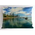 thumbnail image 1 of Ambesonne Illinois Pillow Sham, Lake Michigan Day Scenery, 26" X 20", Multicolour, 1 of 2