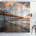 thumbnail image 1 of Ambesonne Imperial Beach Shower Curtain, Pier Pacific Ocean, 69"Wx70"L, Amber Pale Blue and Taupe, 1 of 4
