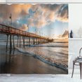 thumbnail image 1 of Ambesonne Imperial Beach Shower Curtain, Pier Pacific Ocean, 69"Wx75"L, Amber Pale Blue and Taupe, 1 of 4