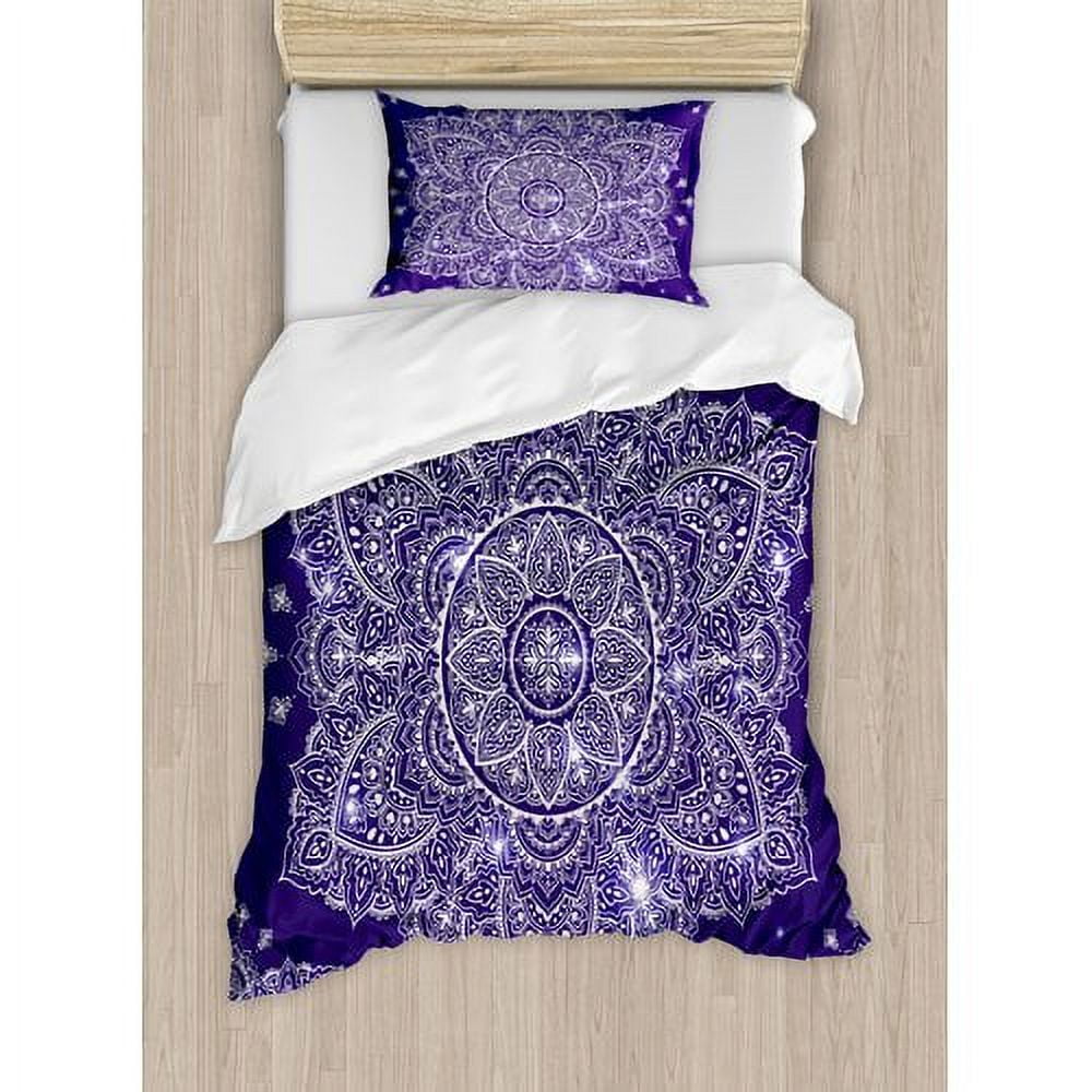 Twin Purple Mandala Floral Microfiber Duvet Cover Set