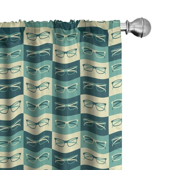 Ambesonne Indie Window Curtains, Vintage Eyeglasses Cool, Each 28" W x 95" L, Petrol Blue Turquoise