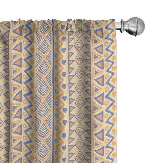Ambesonne Indie Curtains, Stripes, Pair of 28"x84", Yellow Blue