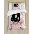 thumbnail image 1 of Ambesonne Indie Duvet Cover Set, Hipster Wild Wolf Glasses, Twin, Pale Pink Burgundy Black, 1 of 3