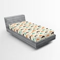thumbnail image 1 of Ambesonne Indie Fitted Sheet 2 Pcs Set, Retro Mustache Pattern, Twin, Orange Brown and Teal, 1 of 3